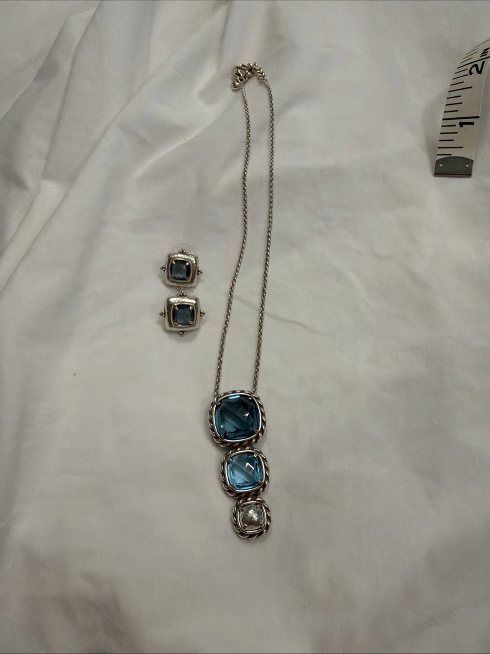 Brighton Aquamarine Blue Crystal Pendant Necklace and Earrings Set